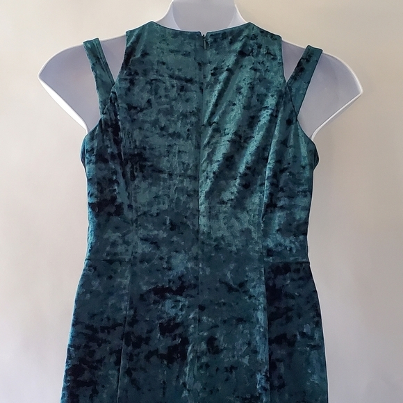 Maggy London Crushed Velvet Midi Dress Size 10 Green Stretch Velour Party - Picture 5 of 15